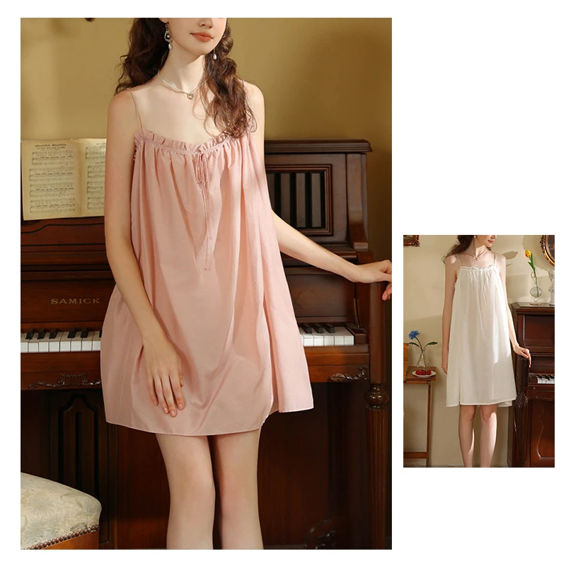 吊带短裙/韩国ins风/纯棉/时尚睡衣女/气质夏季家居睡裙