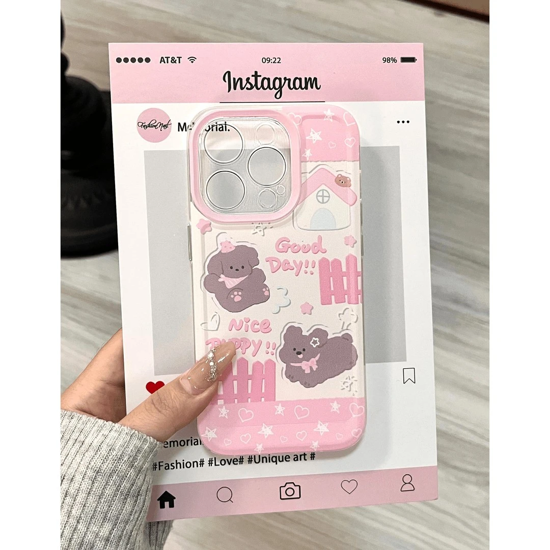 少女心狗狗适用苹果16PROMAX手机壳iPhone15Plus新款14/13/12透明