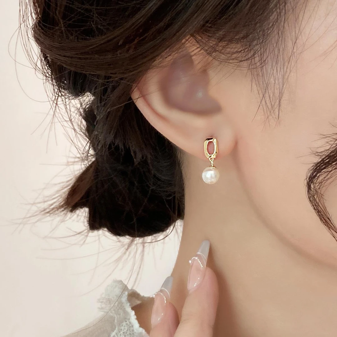 OLOIU 925银仿珍珠耳饰 轻奢珍珠耳环女2025新款复古超闪耳钉设计