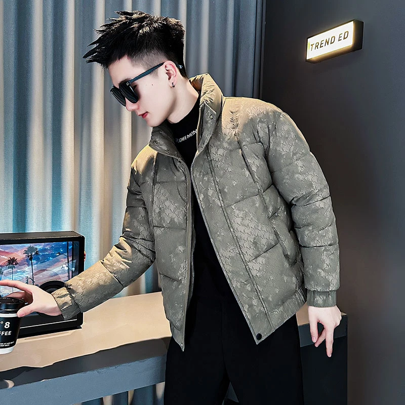 痞帅扎染棉衣外套男款冬季加厚保暖休闲立领短款百搭男装上衣夹克