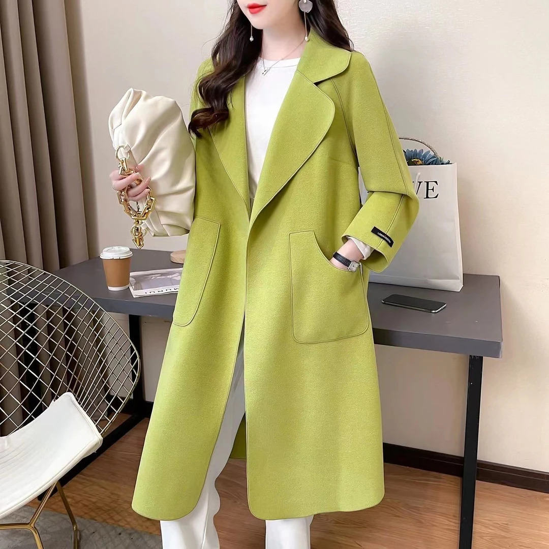 2025秋冬季新款双面绒毛呢大衣女气质中长款韩版宽松时尚显瘦外套