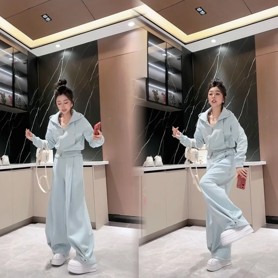 49252025春秋新休闲运动套装韩版时尚宽松显瘦连帽卫衣卫裤两件套