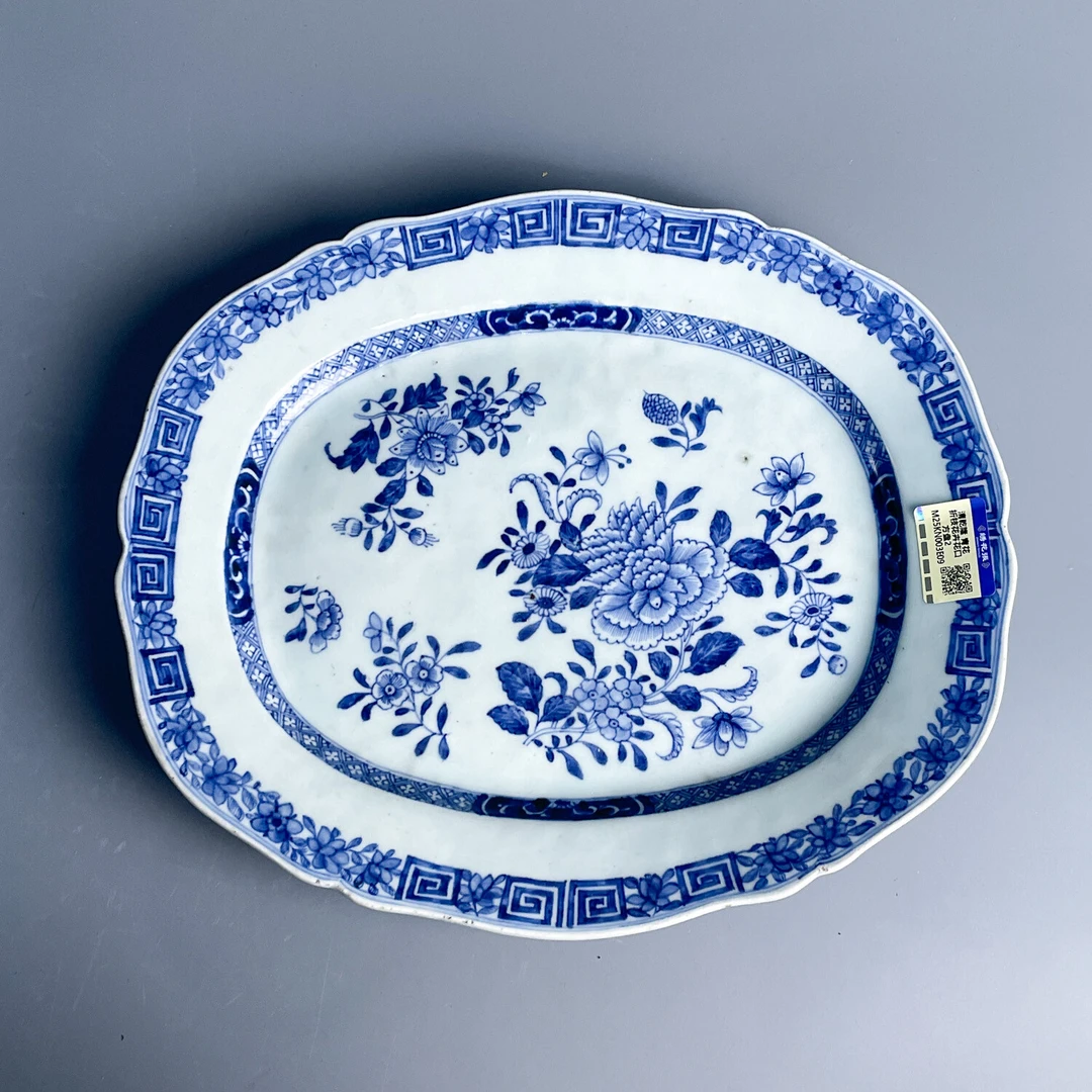 清乾隆 青花折枝花卉花口方盘2-M25KN003E09