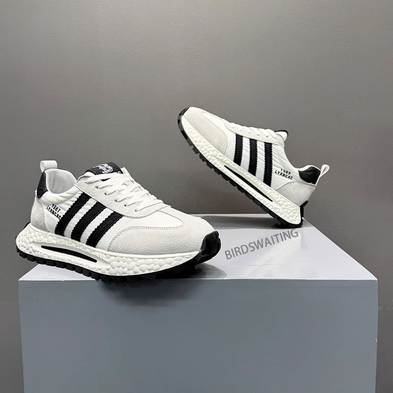 男鞋2026春季新款三道杠时尚爆款阿甘鞋厚底增高百搭透气男老爹鞋