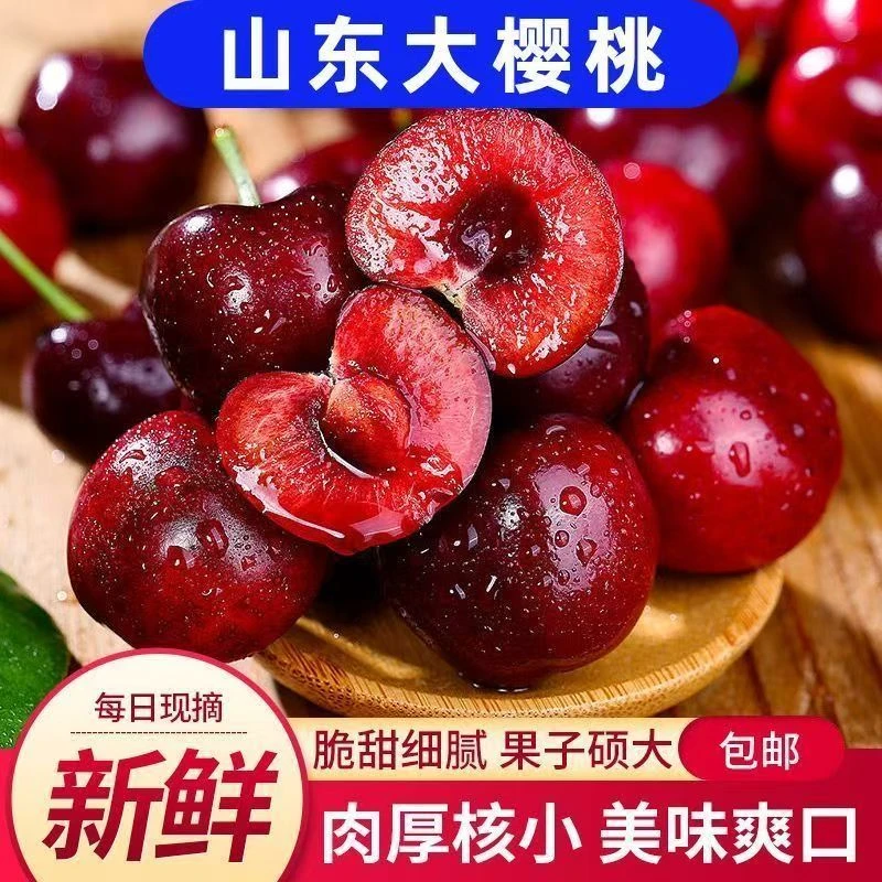 现摘山东大樱桃应季新鲜车厘子樱桃特级孕妇水果带箱4斤包邮