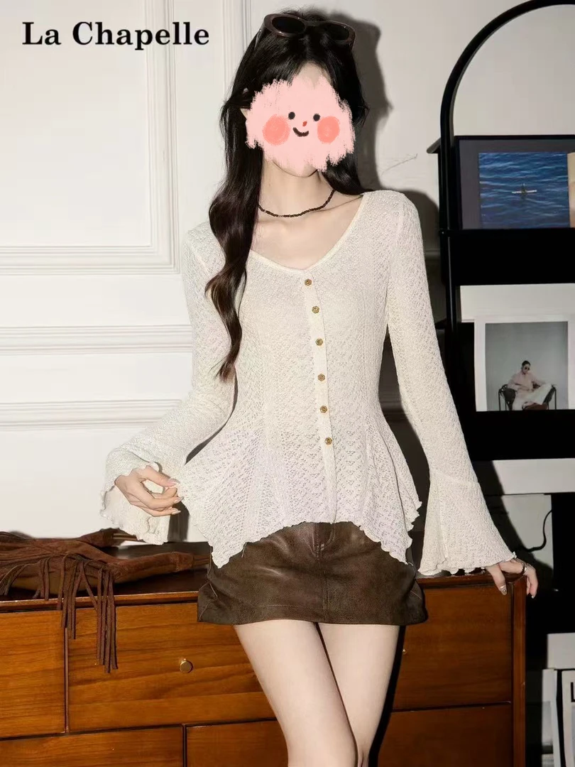 秋季夏季镂空法式纯欲镂空针织衫设计感毛针织衫蕾丝