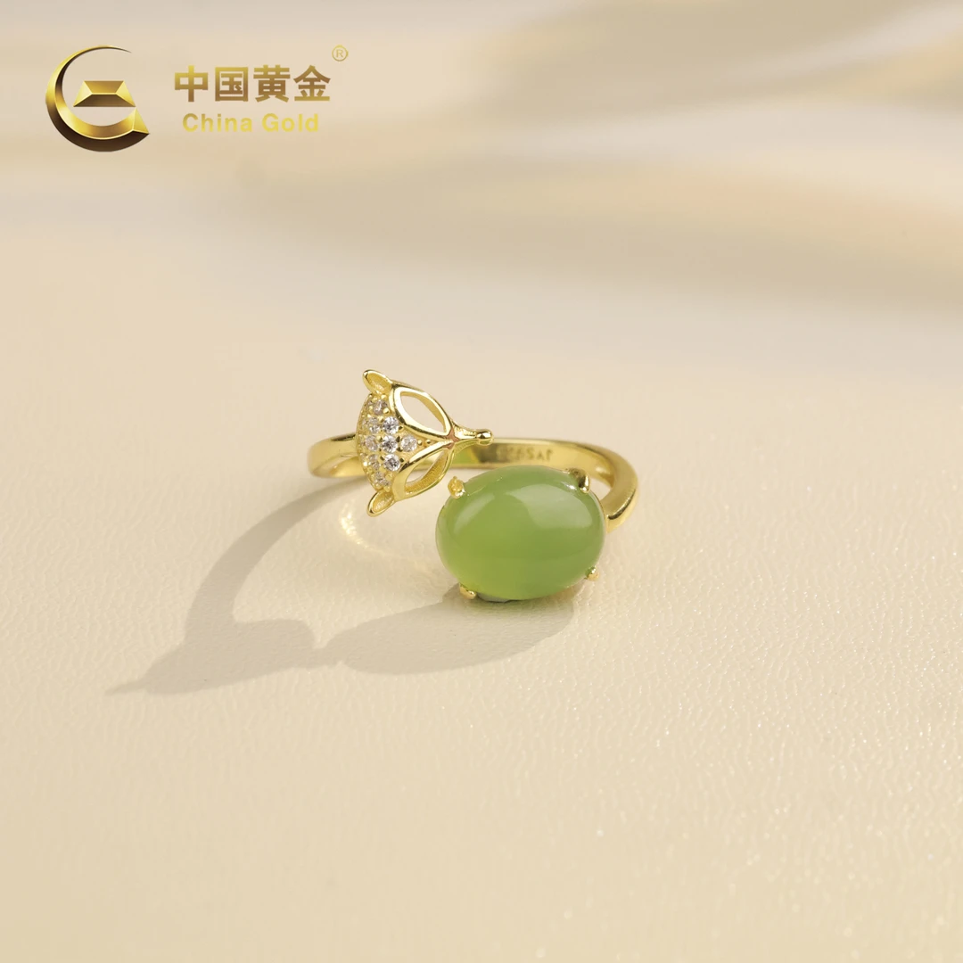 【中国黄金】臻灵 | 和田玉*戒指*S925银镶嵌-J1789-格