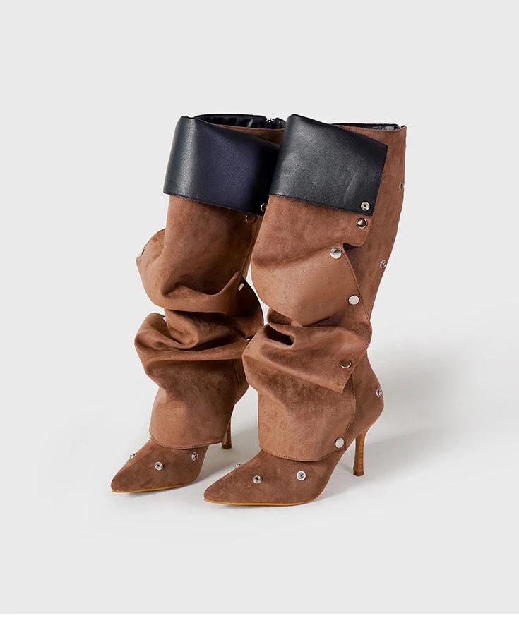 2025高级小众裤管靴尖头细高跟高筒靴