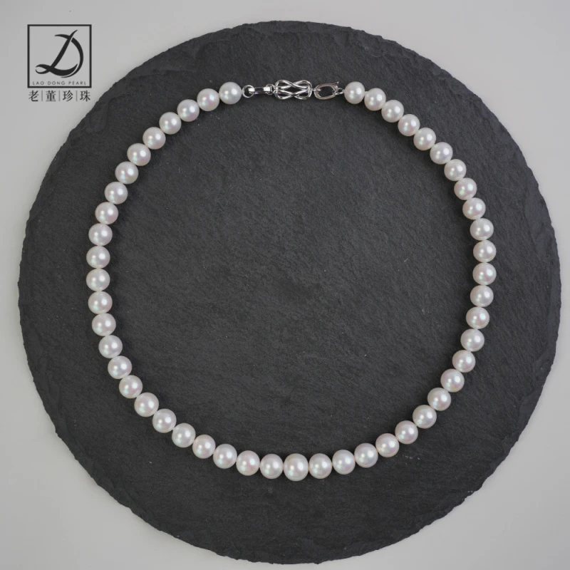 S925银8-10mm爱迪生淡水珍珠项链