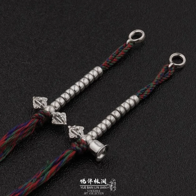 925银银制品 钺刀杵简约计数器文玩手串银饰diy纯手工手持饰品