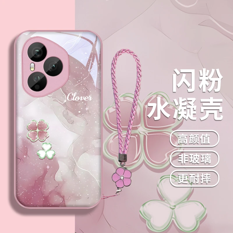 情意四叶适用荣耀400pro手机壳荣耀400玻璃HONOR400女款高级感保