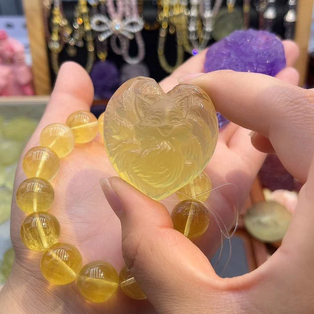 银S925镶嵌颈饰水晶B****l黄水爱心九尾55