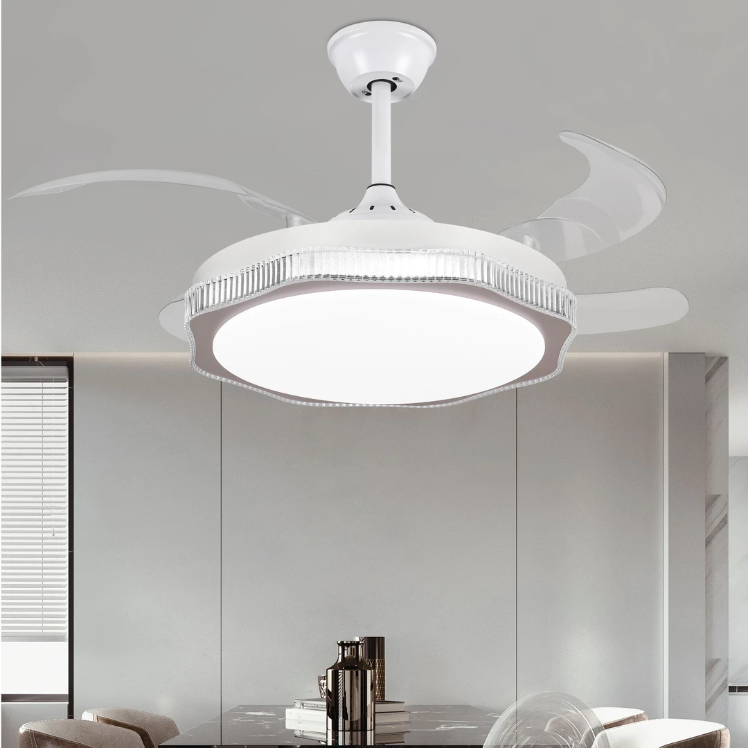 隐形风扇灯餐厅客厅卧室吊灯大风力家用智能变频一体风扇带吊灯具