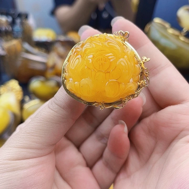 裸石琥珀银S925镶嵌