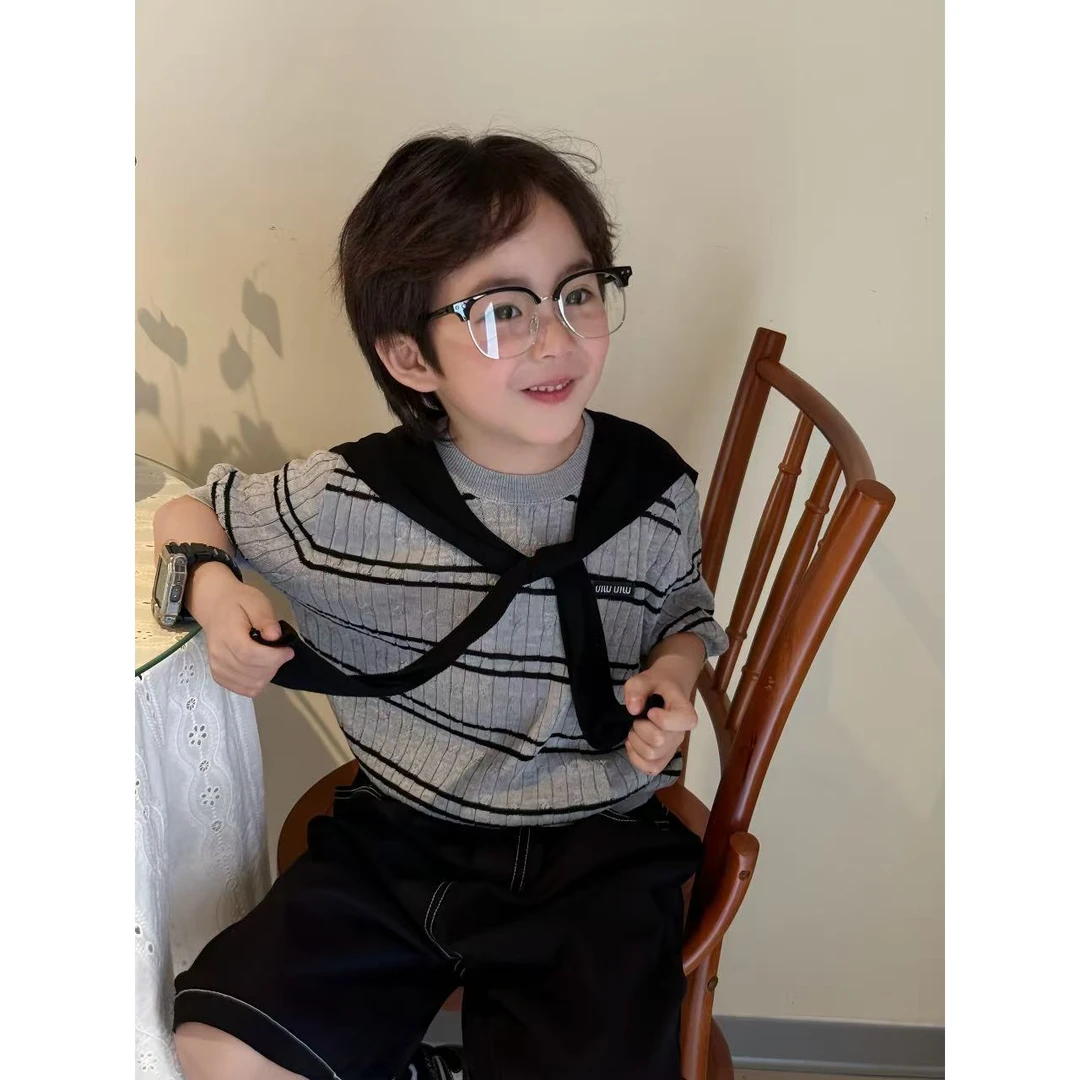 4/24早9:00上新【偷偷藏不住】2025夏季新款休闲条纹冰丝短袖WW0675