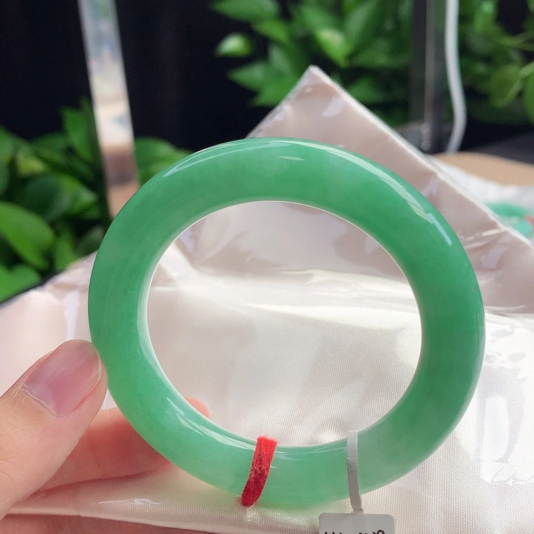 未镶嵌手镯翡翠53-55圈口满色满绿大胖圆超显贵气15号