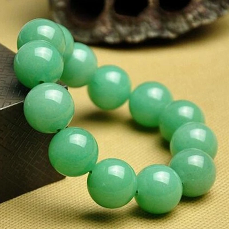 非金属布艺手链 东陵石手串女款时尚绿色国风单圈玉手串菠菜绿
