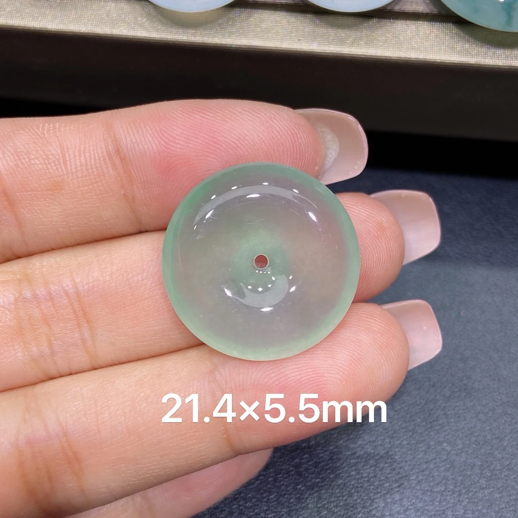缅甸天然A货翡翠 老坑冰种晴水绿厚装平安扣吊坠 玉质细腻 k004