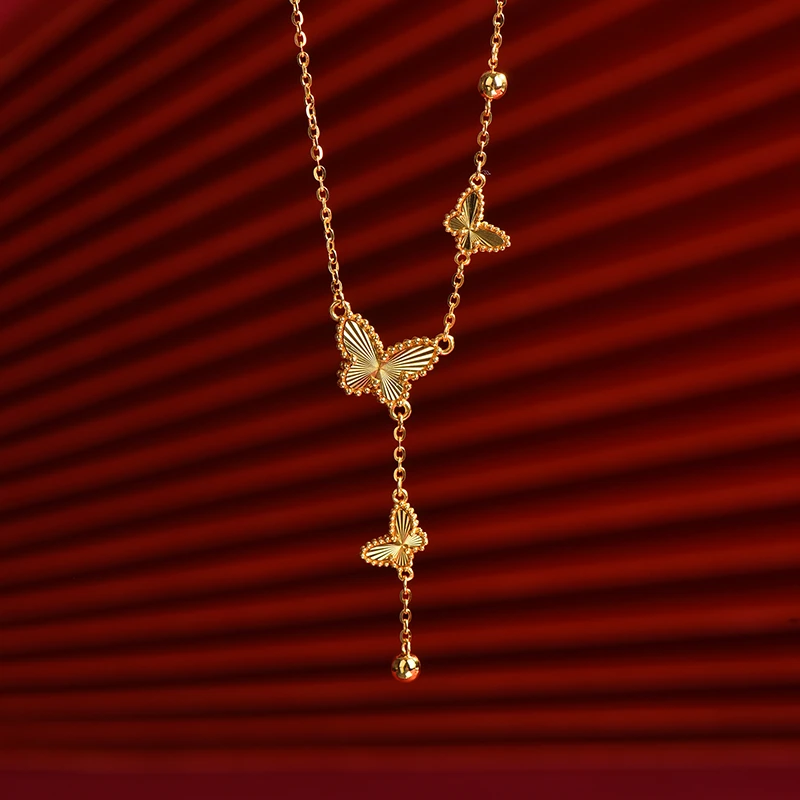 坠链均足银 蝴蝶套链经典气质百搭轻奢传承工艺不掉色