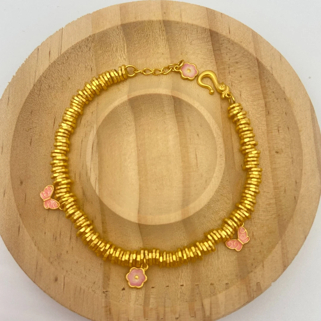 141 庄生晓梦迷蝴蝶珐琅彩足金999盘缠手链少女可爱轻奢大气礼物