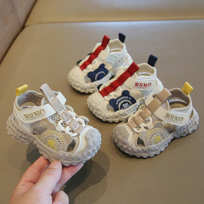 夏季新款透气防滑女童男童时尚包头运动鞋休闲婴幼儿软底耐磨镂空