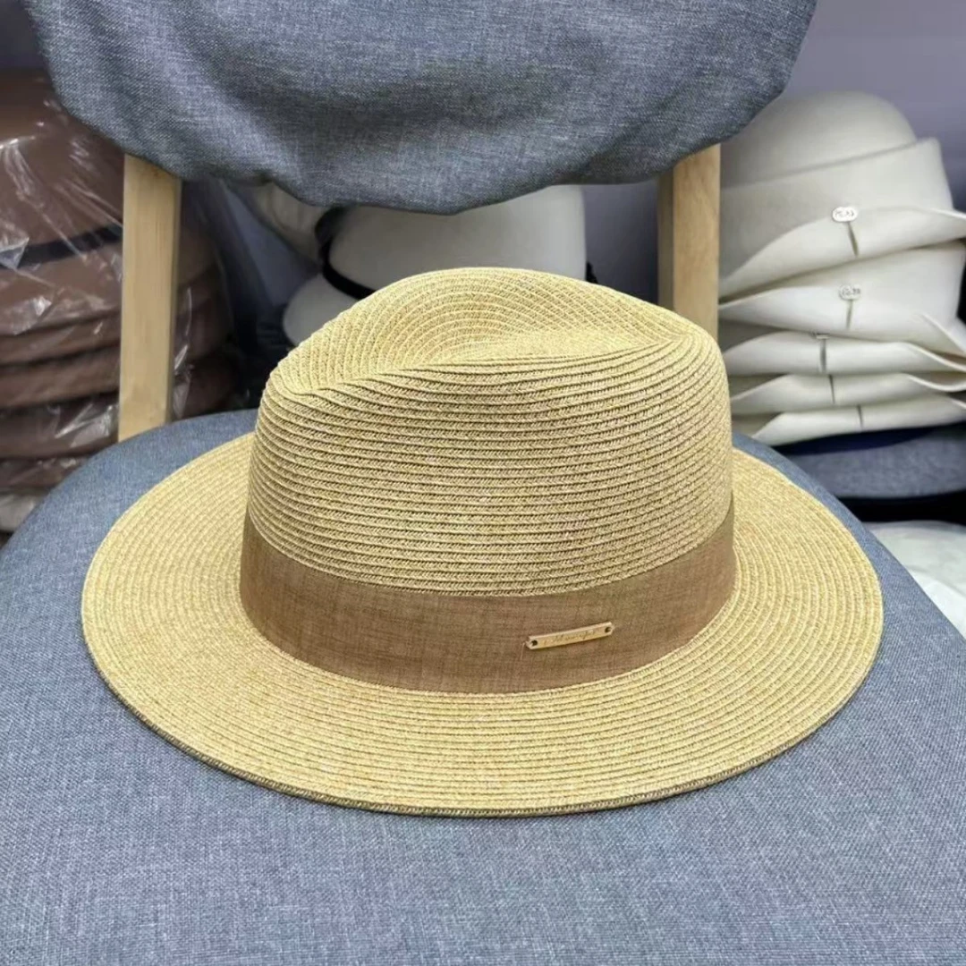 新款欧洲风法式细草编礼帽夏季防晒遮阳太阳帽百搭爵士帽男女同款