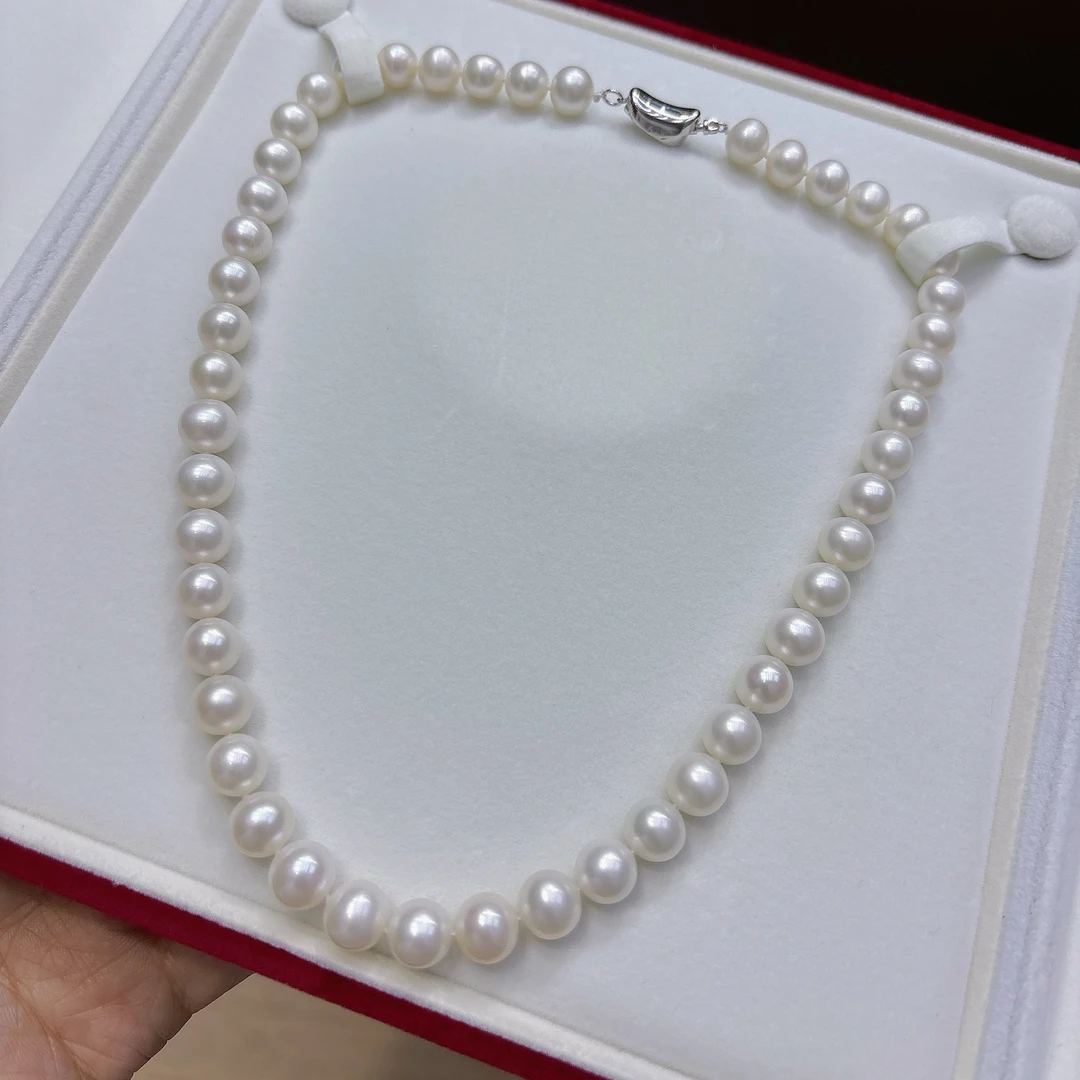 无核 无暇级别 温润白光约9-10mm淡水珍珠项链S925银扣母亲节礼物