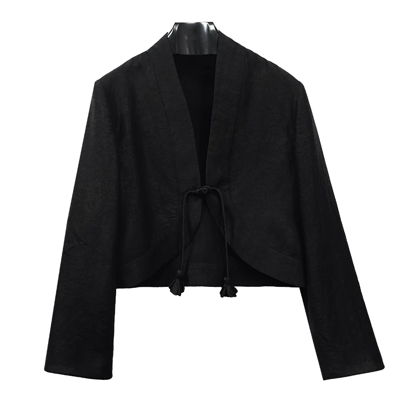 SUOER/娑尔娑尔黑色百搭桑蚕丝短款外套上衣SG2SB01239