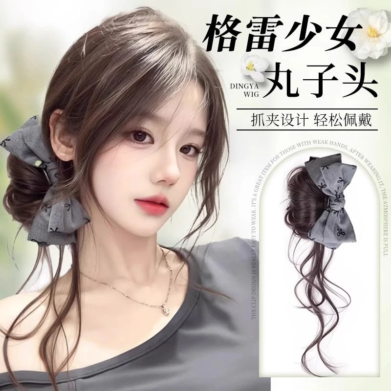 假发抓夹蝴蝶结龙须丸子头女格蕾系发卡风氛围感高马尾半扎发夹子