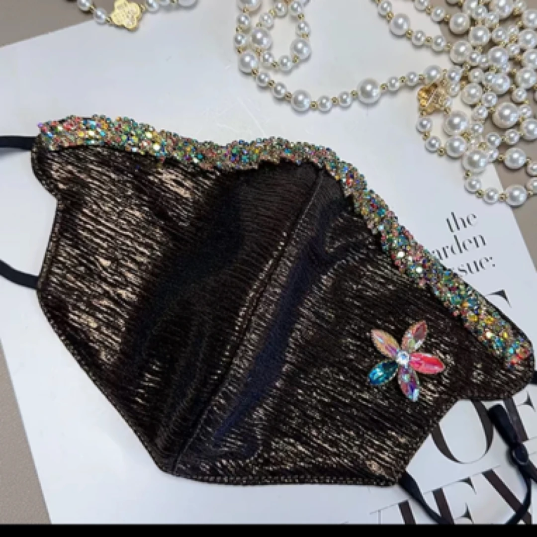 新款时尚复古重工彩钻口罩洋气百搭面罩