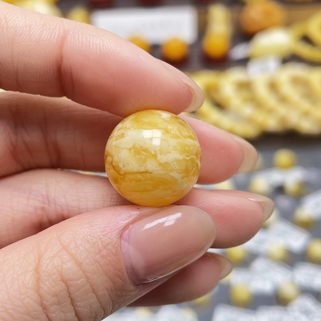 琥珀裸石未镶嵌蜜蜡圆珠17.4mm微瑕