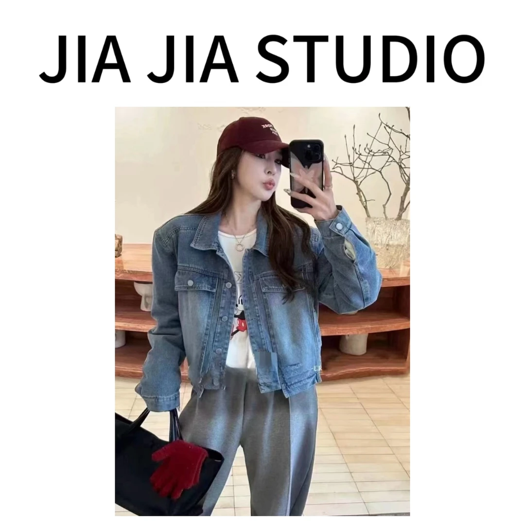 嘉嘉推荐#9292【早春款】百搭短款不规则牛仔外套