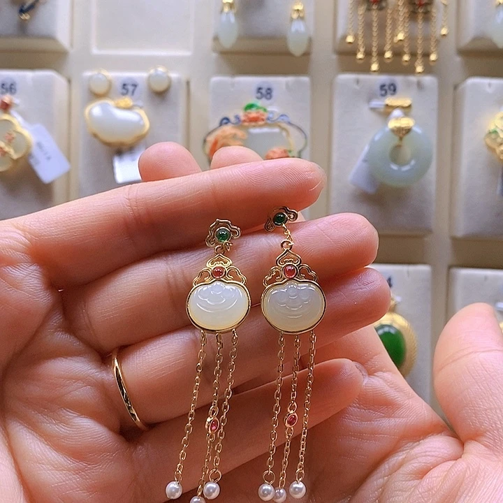 和田玉颈饰银S925镶嵌