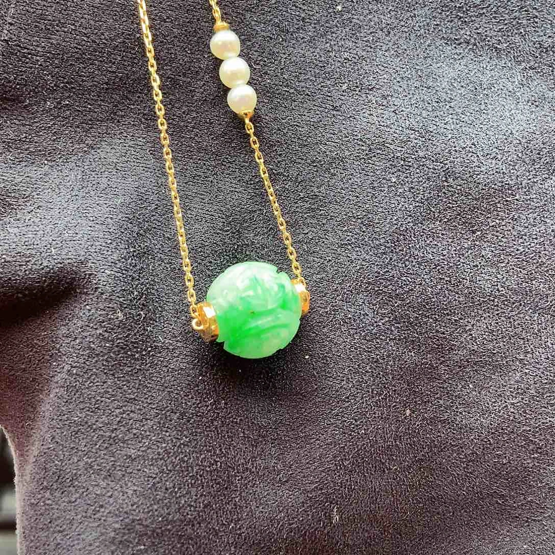 翡翠颈饰18K金镶嵌上新