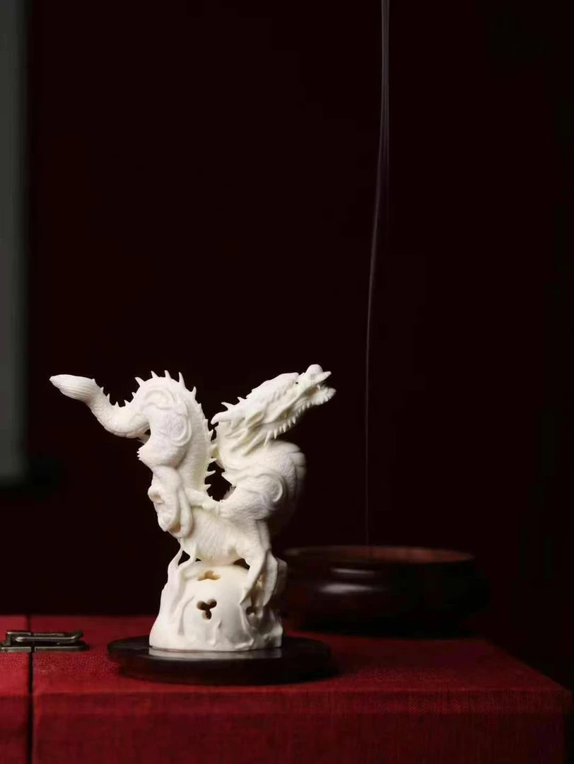 鹿角白瓷雕塑中国龙香炉摆件摆设中式玄关工艺品创意陶瓷纯手工