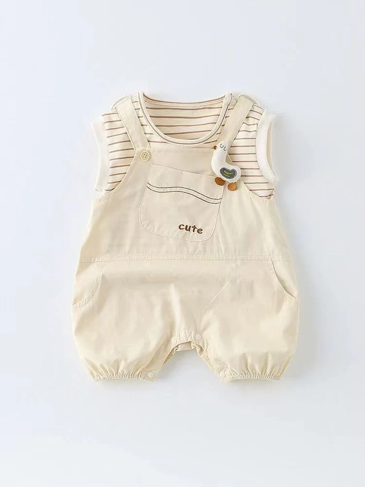 婴儿男女宝宝连体服牛仔上衣衣服ins风衣新中式薄款纯棉儿童春秋