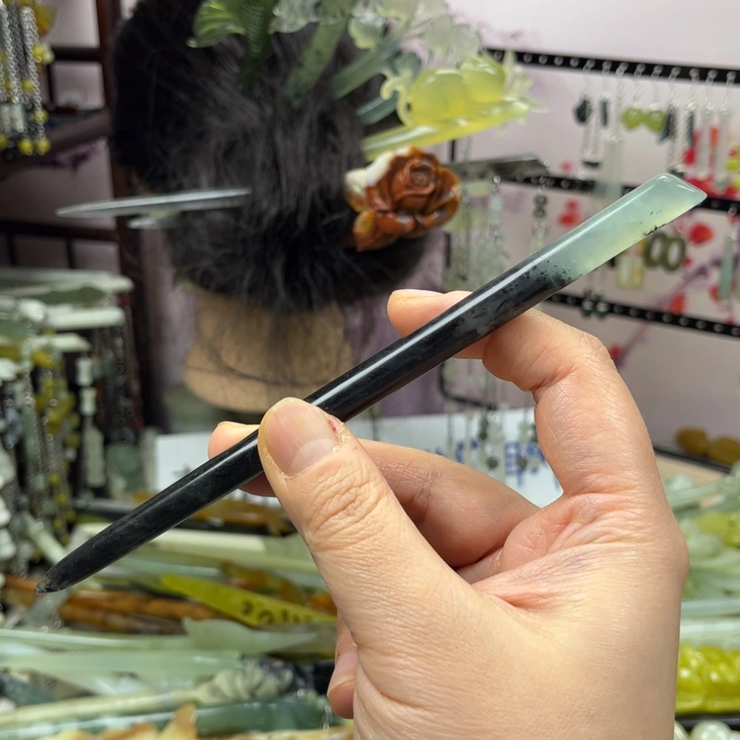 岫玉未镶嵌发饰长度17.5厘米左右