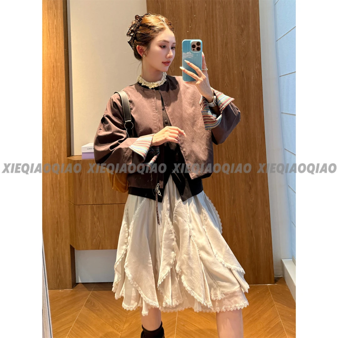 谢荞荞「赛博伦敦」早秋季新款双头拉链圆领长袖宽松夹克短外套