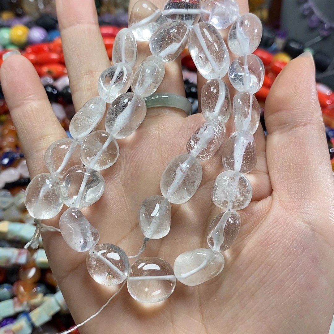 玛瑙/玉髓未镶嵌珠宝半成品天然白水晶随型一条