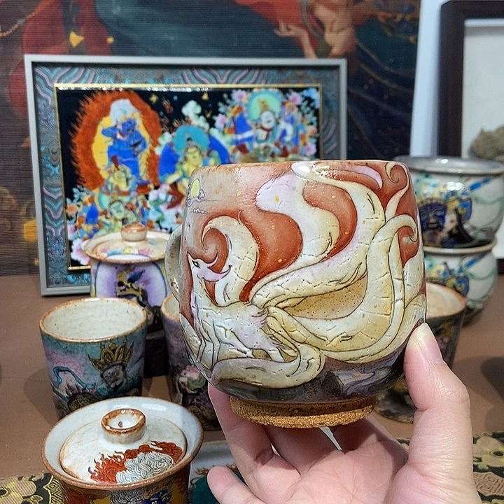 *****手工手绘九尾狐马克杯