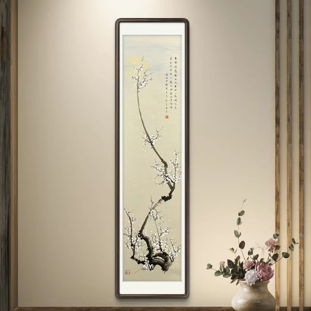 《梅花》纯手绘四尺对开竖幅写意花鸟画玄关茶室国画作品