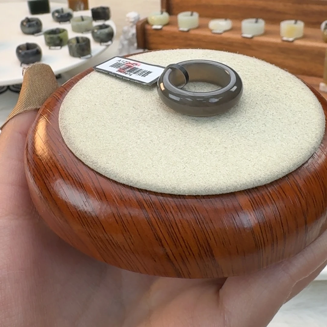 和田玉未镶嵌戒指烟紫轮胎17.66mmj37