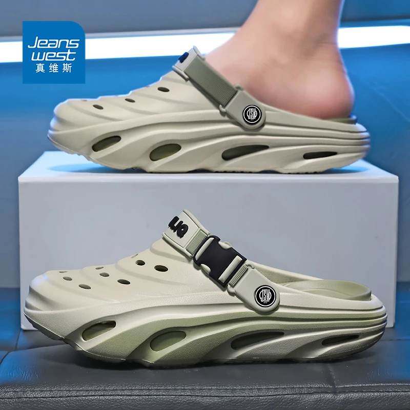 真维斯洞洞鞋男2025新款夏季外穿运动凉鞋开车防滑厚底沙滩凉拖鞋
