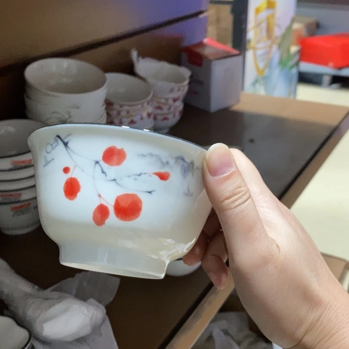 殇***雪碗094号4.5英寸6个装水墨梅花米饭碗