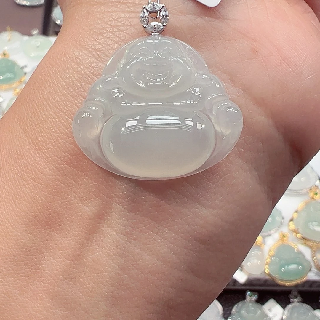 吊坠(不含链)18K金镶嵌翡翠佛公