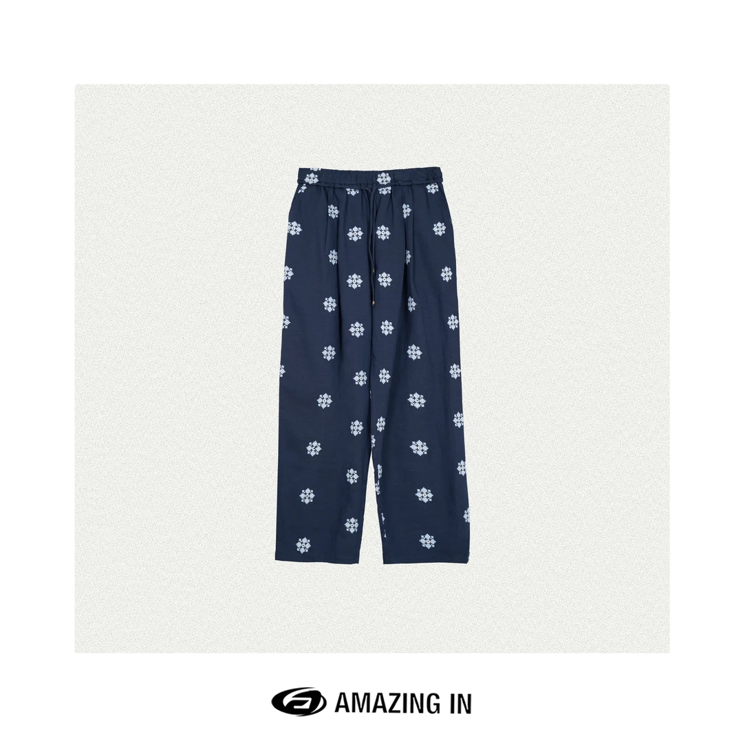 AMAZING IN | 天丝x亚麻 | 雪花刺绣休闲裤女 A250304-XSFS-95020