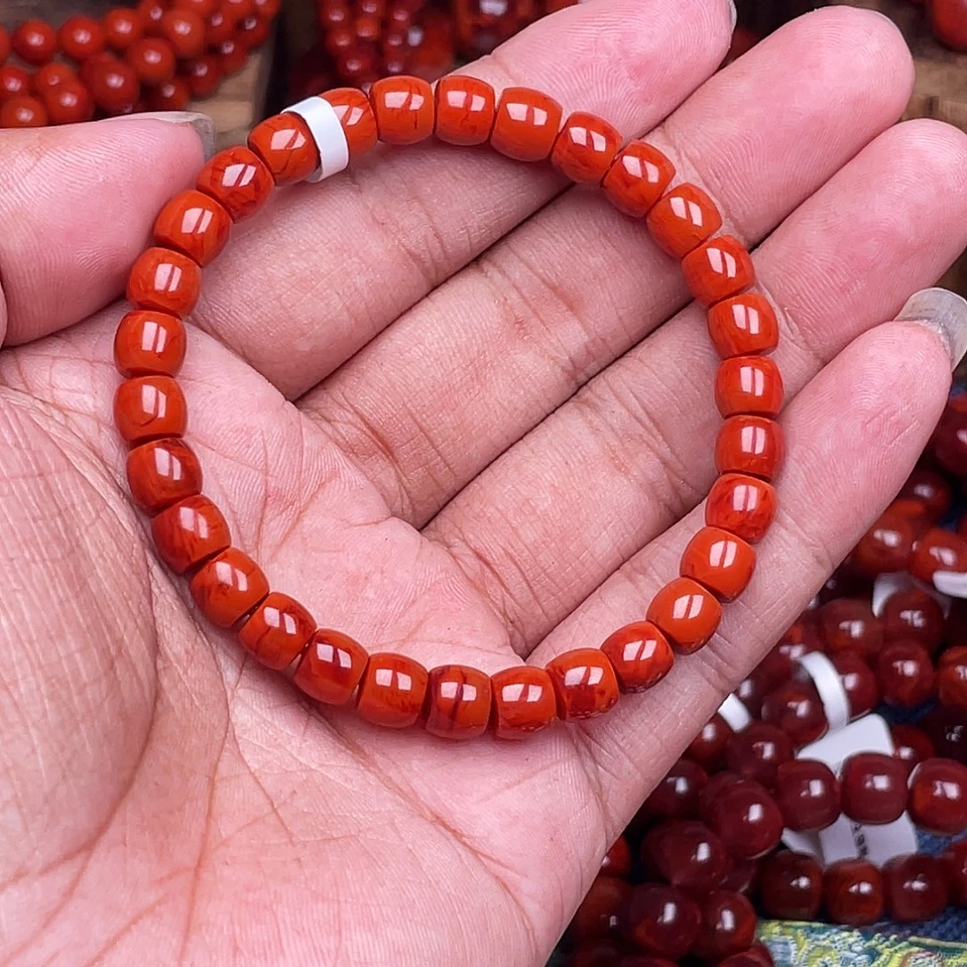 *****南红玛瑙未镶嵌珠链南红瓦西卡7直切原矿