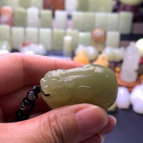 石材方解石手把件