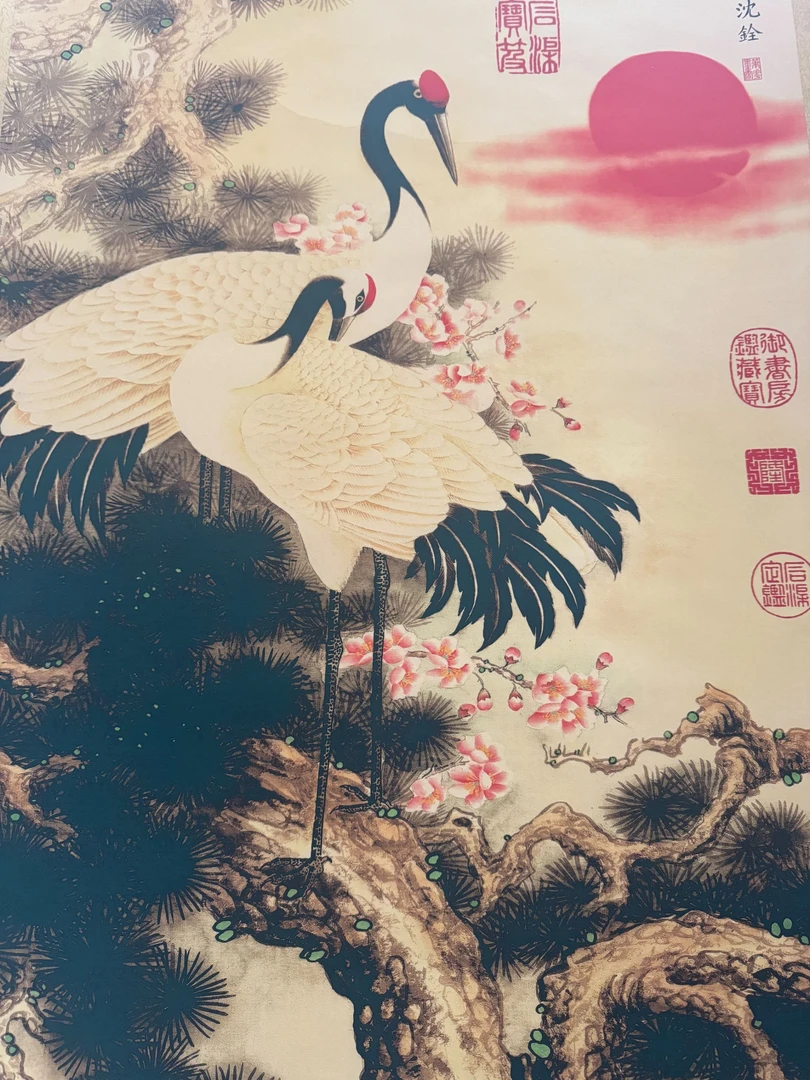 精装裱六尺中堂绢布玄关多场景适用松鹤朝阳
