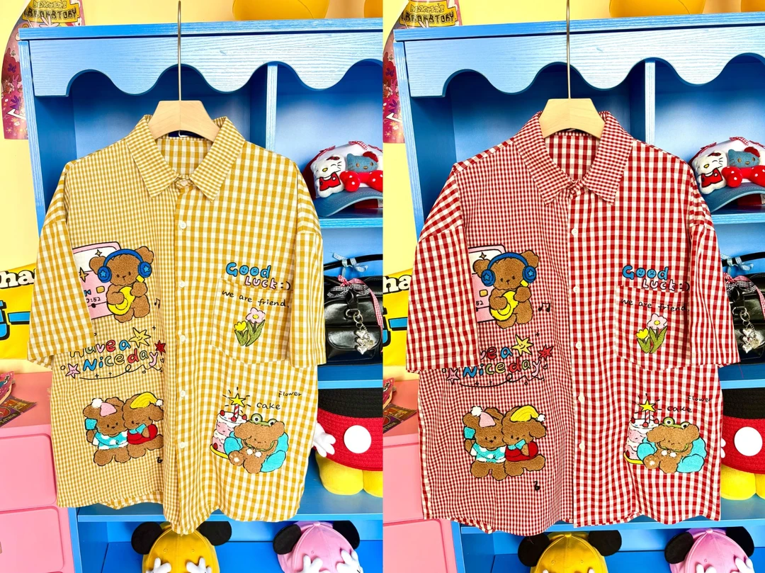 Nabi【格子小熊】衬衫时尚潮流C5702